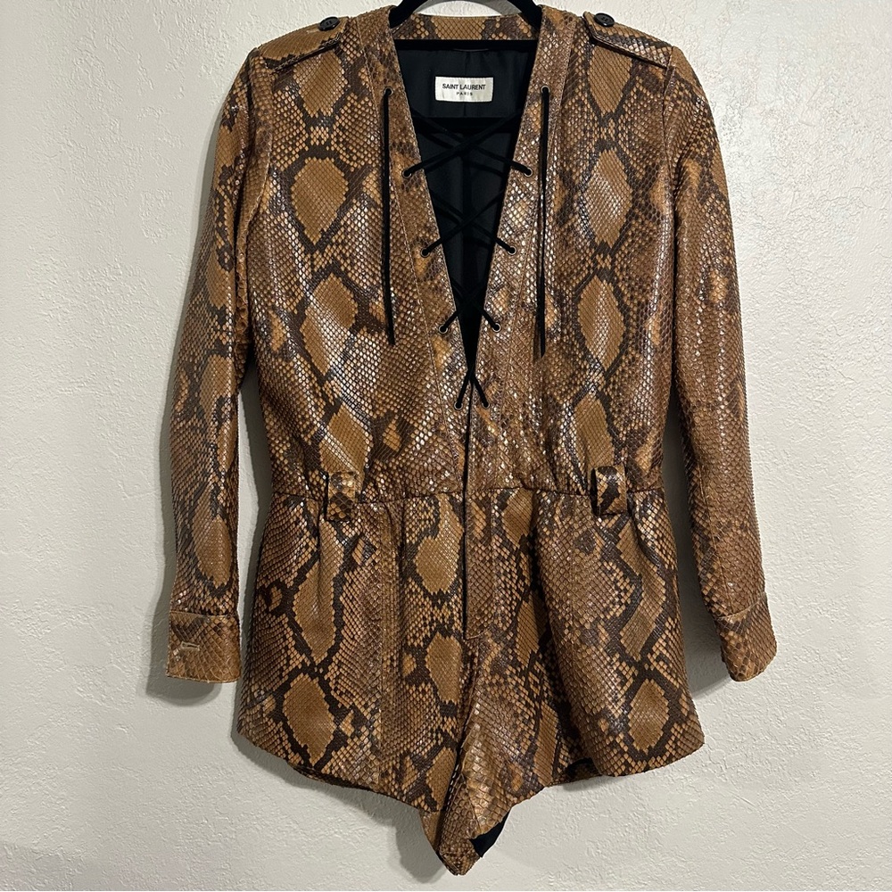 Saint Laurent Paris Python Leather Belted Playsui… - image 3